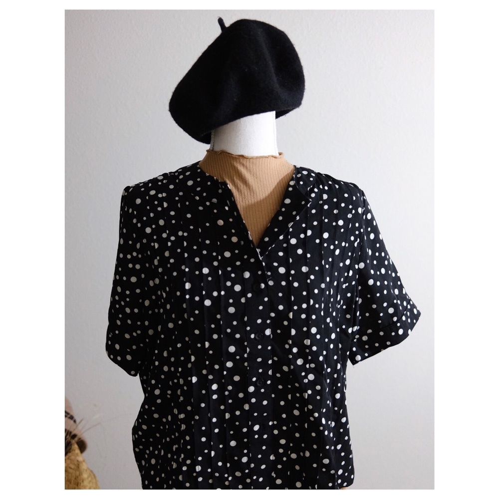 Vintage Polka Dot Button Up Blouse